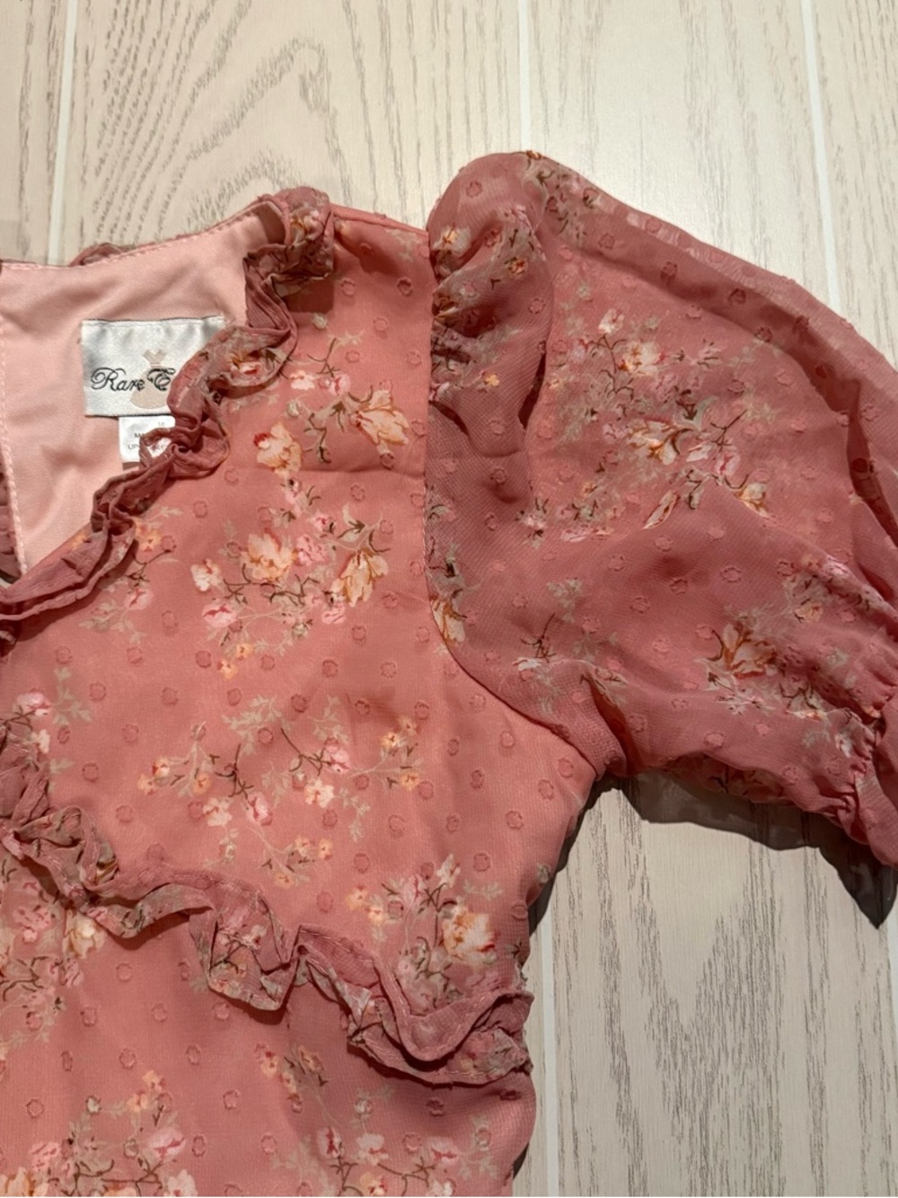 Rare Editions‎ Pink Floral Dress Girls 16 Ruffle Tiered Chiffon Necklace NWT - Picture 8 of 16